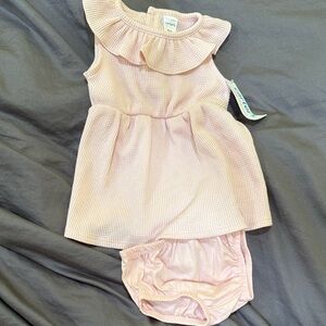 Carter's Soft Pink Baby Dress and Diaper Cover Set